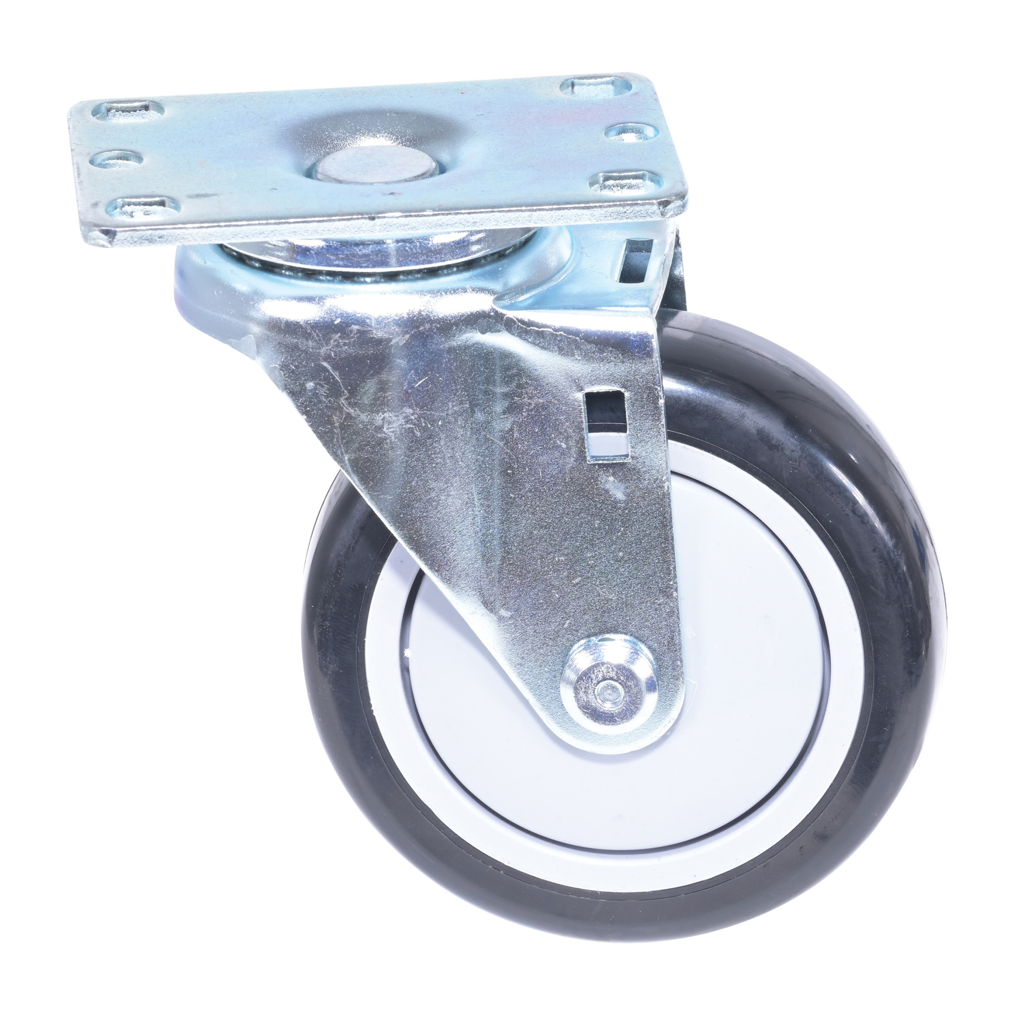 Vestil Swivel Caster — 4in. dia. x 1.25in. Width, Polyurethane/Polyolefin, 350-lb. Capacity, Black/Gray, Model# CST-VE-4X1.25PP-S